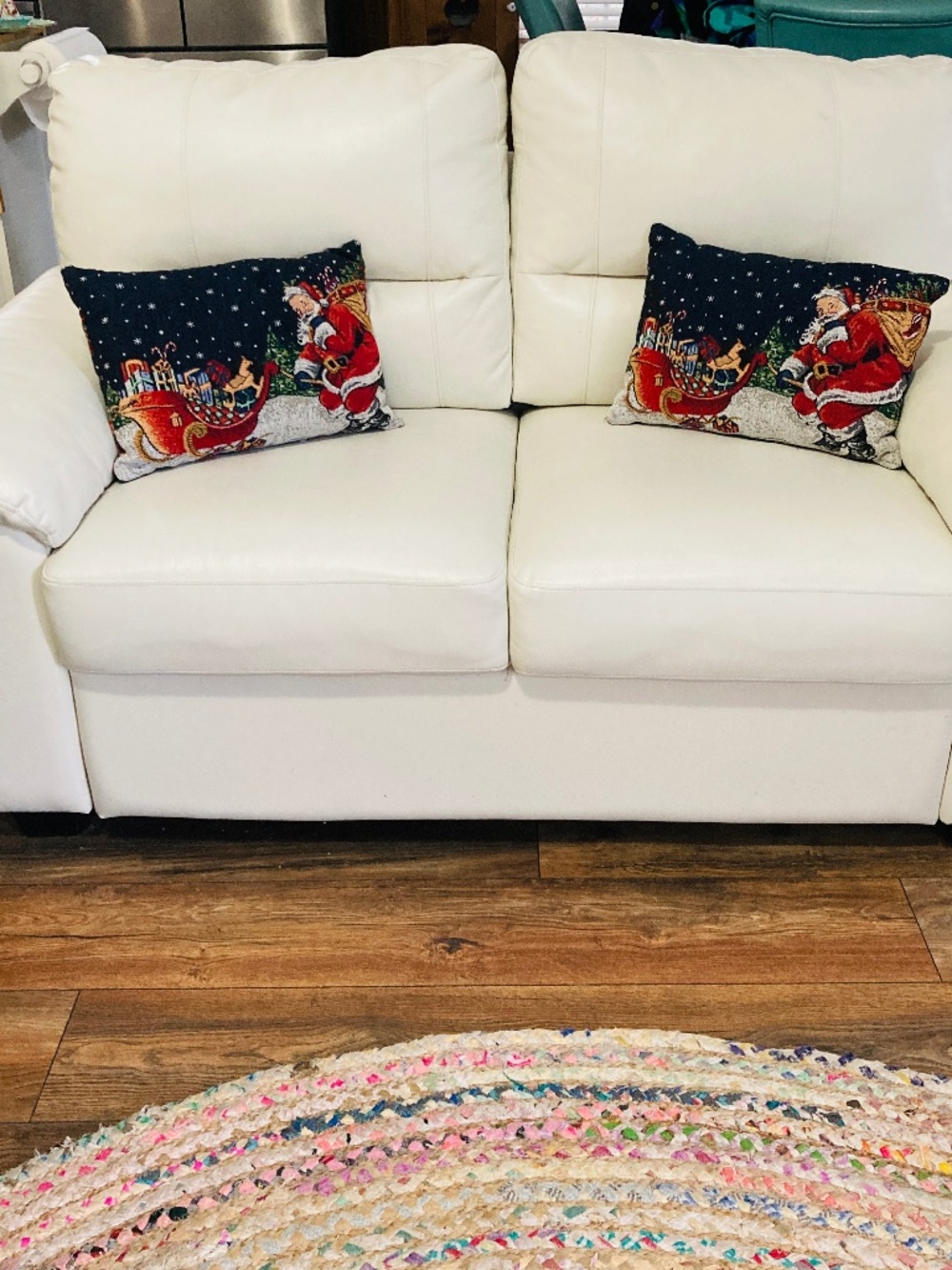 Matching pair of Vintage, dual-sided Christmas tapestry accent pillows 12X17